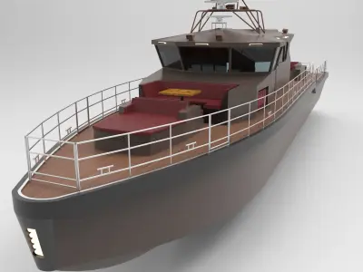 Boat wood 27m Low-poly 3D model