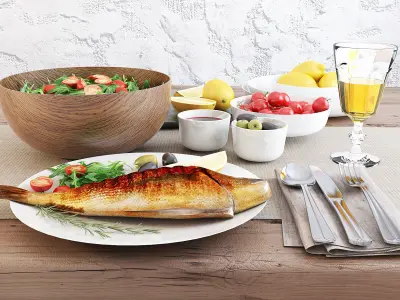 Cooked fish 3D model