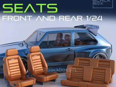 CUSTOM SEATS FRONT AND REAR FOR DIECAST AND MODELKITS 1-24th 3D print model