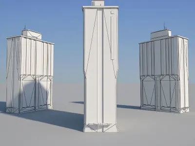 Low Poly Modern Building Set 02 3D Model Collection