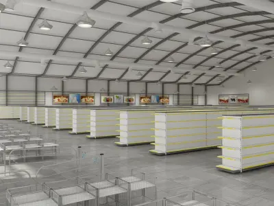 SuperMarket Interior and Exterior 3D model