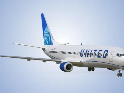 Boeing 737-800 United Air lines Low-poly 3D model