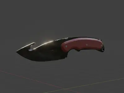 Knife hook black gloss or black mamba or Nitro Free low-poly 3D model