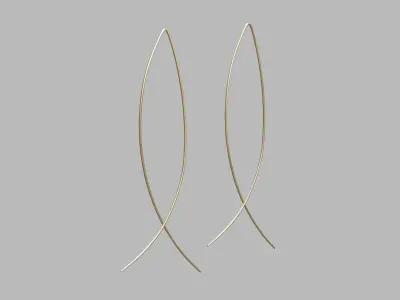 Gold Earrings Fish Shape Low-poly 3D model