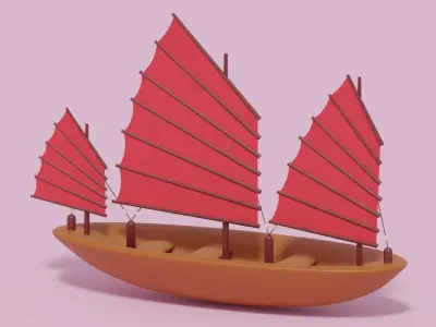 Asian Junk Ship 3D model