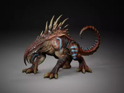 Scary horror alien enemy creature 3D model