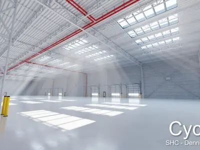 Large modern warehouse for Blender Eevee and Cycles Low-poly 3D model