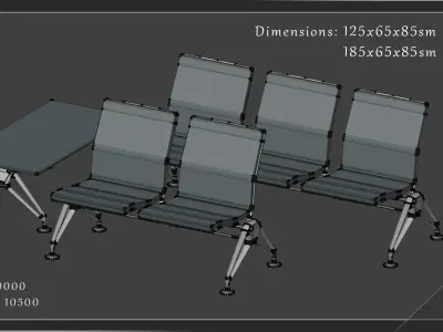 Airport Seatings Chairs - 001 Free 3D model
