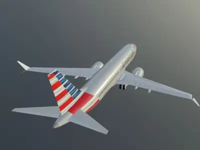 American Airlines Boeing 737 Max 8 3D model with cockpit Low-poly 3D model