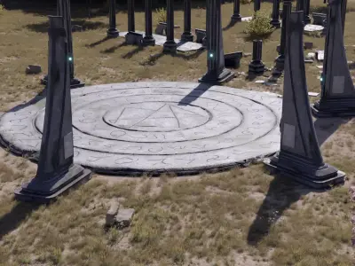 Ancient ruins asset kitbash unreal engine low polly game ready Low-poly 3D model