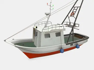Fishing Boat PBR Low-poly 3D model