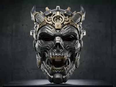 Biomech Void Skull Mask Wearable Cybernetic Sci Fi Armor STL 3D print model