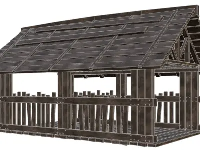 FREE Old Simple Wooden Shed Building 2K GameReady 001 Free low-poly 3D model