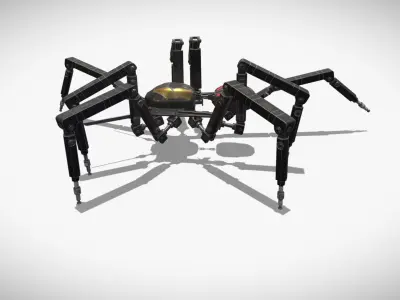 Spider bot v2 rigged and animated Low-poly 3D model