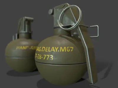 M67 Grenade Lowpoly Low-poly 3D model