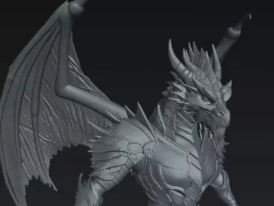 Dragon Imperial Golden Dragon Warrior 32mm Printable STL 3D print model