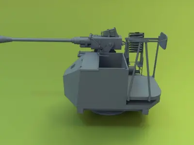 HN Bofors 40mm 1x1 Low-poly 3D model