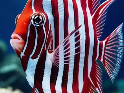 Red and White Striped Fish 3D Marine Animal Flowing Fins Ocean Low-poly 3D model