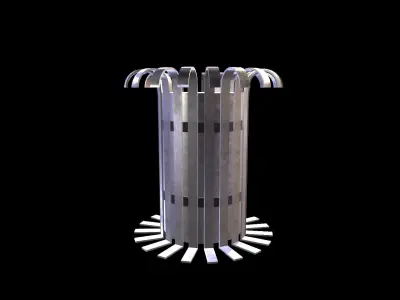 Dustbin metal pole with lot of holes in it Free low-poly 3D model