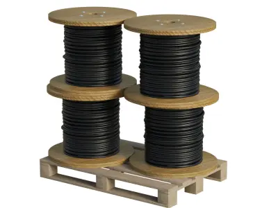 Cable Reel Drums On Wooden Pallet 3D model