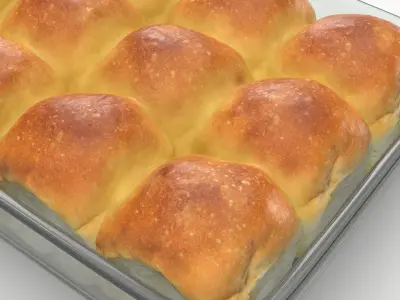 Soft Dinner Rolls in Glass Baking Dish 3D model