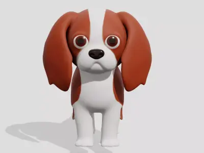 Cute dog  Cavalier King Charles Spaniel  3D model
