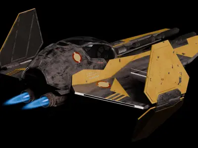 Jedi Star Fighter Animated 3D model