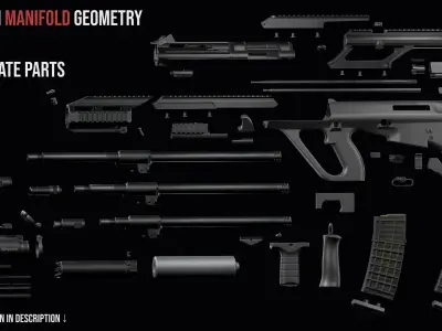 Tactical modular assault rifle Bullpup Steyr AUG A3 Low-poly 3D model