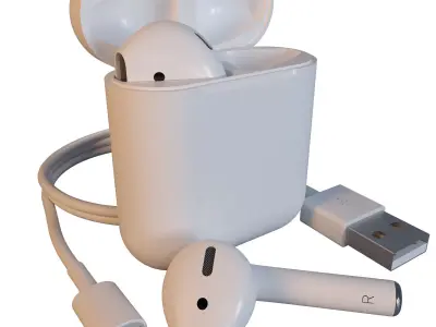 Apple AirPods Wireless White and Jet Black 3D model