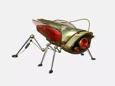 Insect Robot F09 Golden - SciFi Character Design Low-poly 3D model