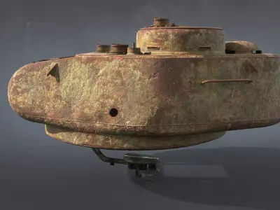 T-34-85 Turret Rusted Low-poly 3D model