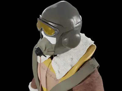 World War 2 Spitfire Pilot Low-poly 3D model