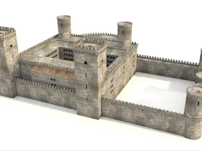 Castle medieval Low-poly 3D model