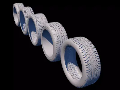 c4d Car tire Industrial model 5pack  blender Rubber Low-poly 3D model