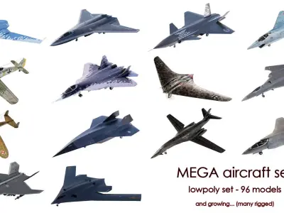 MEGA Aircraft set - all 97 models 3D Model Collection