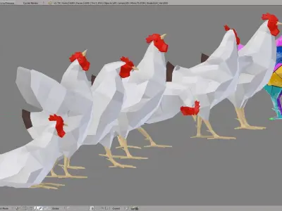 Hen Chicken Low-poly 3D model