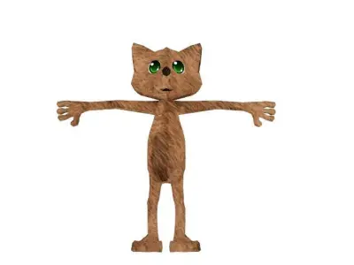 cat cartoon low poly Low-poly 3D model