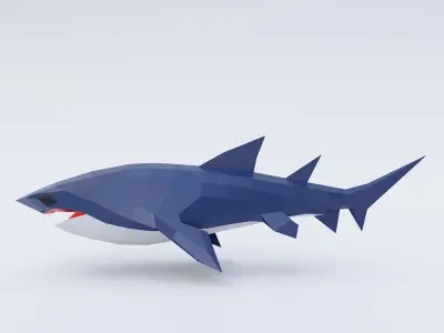 Shark Fish low poly toon 3d model  Low-poly 3D model