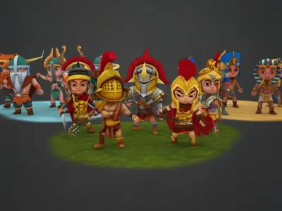 Warrior Pack Three Tribes Low-poly 3D model