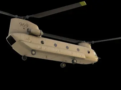 CH-47 chinhook  military transport helicopter 3D model