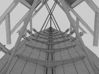 Viking ship under construction Low-poly 3D model