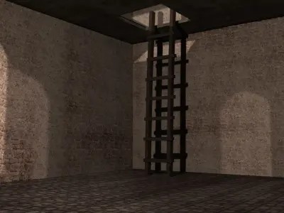 Castle cannons in courtyard of medieval 3D model