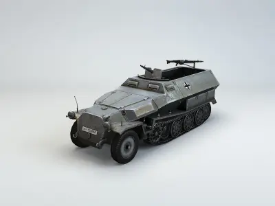 Low Poly Sdkfz 251 Hanomag armored car Low-poly 3D model