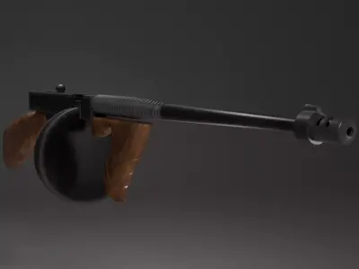 Tommy Gun Lowpoly Low-poly 3D model