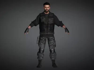 AAA Military Male Character 03 Low-poly 3D model