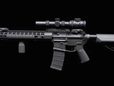 Ar15 AAA 3D Model Game Asset For FPS Low-poly 3D model