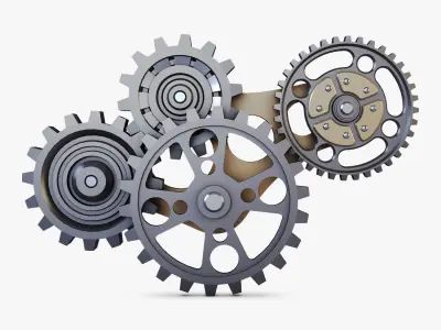 Gear Mechanism Low Poly v 6 Low-poly 3D model