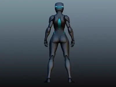 Female robot soldier High-poly model KM-16 3D model