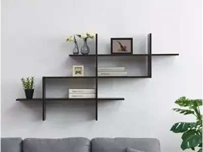 3-Tier Wall Mount Shelf with Criss-Cross Asymmetrical Design Free 3D model