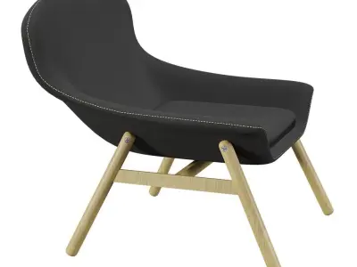 Fabric chair with wooden legs Low-poly 3D model